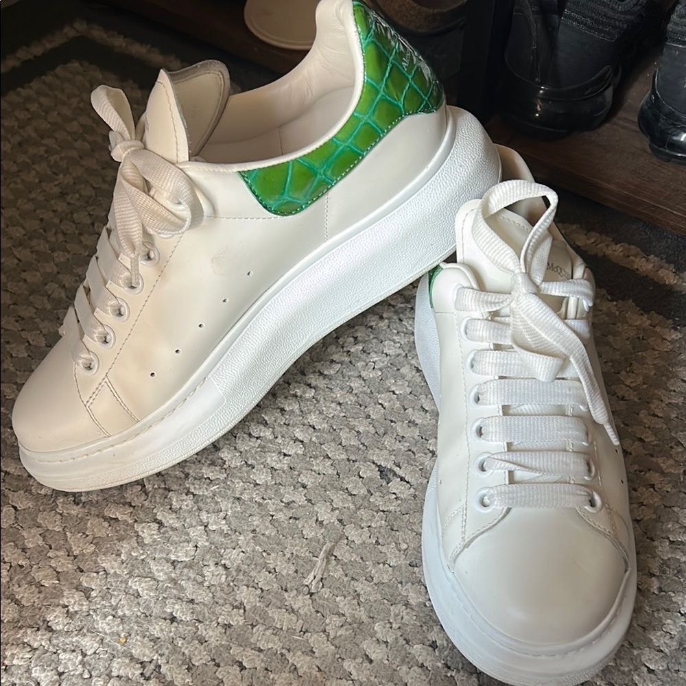 Alexander McQueen White and Green Sneakers